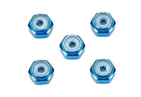 Tamiya 15500 2mm Aluminum Lock Nut (Blue, 5pcs)