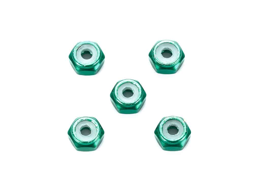 Tamiya 95424 2mm Aluminum Lock Nut (Green, 5pcs.)