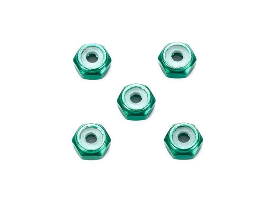 Tamiya 95424 2mm Aluminum Lock Nut (Green, 5pcs.)