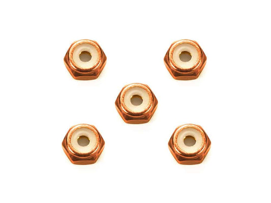 Tamiya 95556 2mm Aluminum Lock Nut (Orange, 5pcs.)