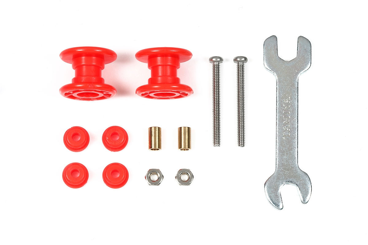 Tamiya 95662 Low Friction Plastic Double Rollers (Red/13-13mm)