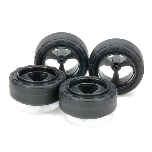 Tamiya 95635 Super Hard Small Dia. Narrow Tires (24mm) & Reinforced 3-Spoke Wheels