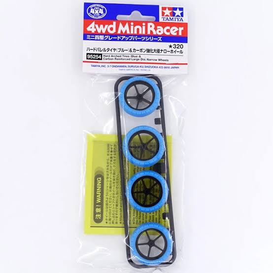 Tamiya 95254 Hard Arched Tires (Blue) w/Carbon Rein Lg Dia Wheels