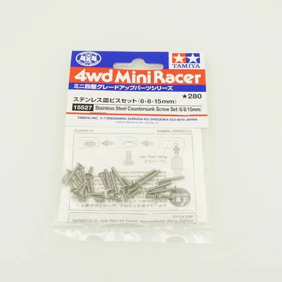 Tamiya 15527 Stainless Steel Countersunk Screw Set (6/8/15mm)