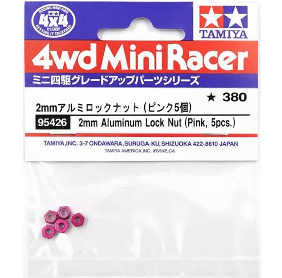 Tamiya 95426 2mm Aluminum Lock Nut (Pink, 5pcs.)