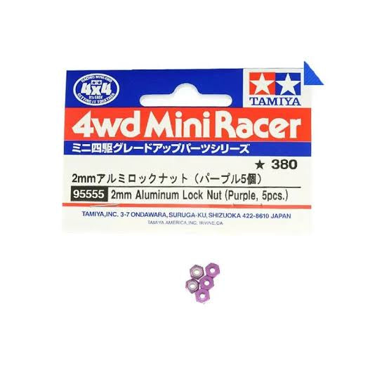 Tamiya 95555 2mm Aluminum Lock Nut (Purple, 5pcs.)