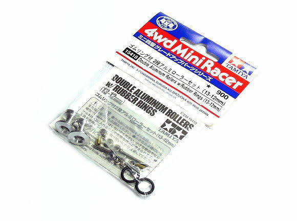 Tamiya 15418 Double Aluminum Rollers w/Rubber Rings (13-12mm)