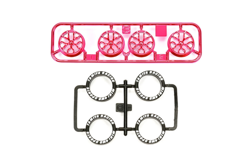 Tamiya 95529 Low-Profile Tire & Pink Plated Wheel Set (Y Spoke)