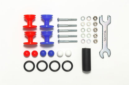 Tamiya 15525 Low Friction Plastic Double Rollers w/Rubber Rings (Red & Blue/13-12mm)